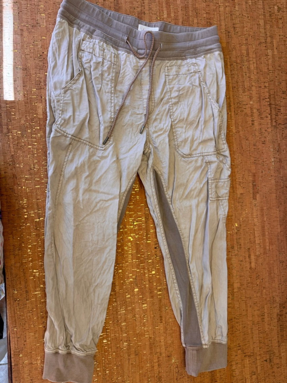 Anthropologie Women's Casual Drawstring Jogger Pants - Light Beige
